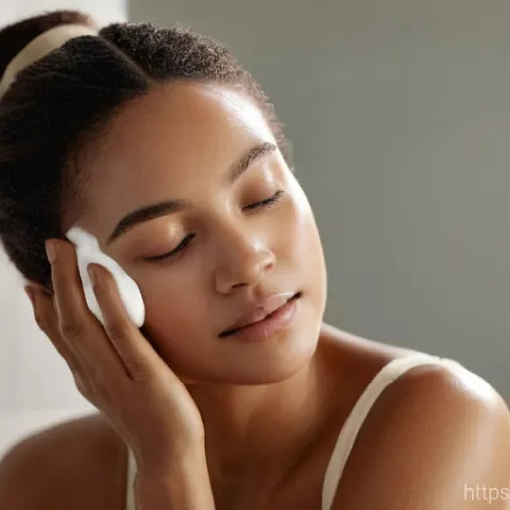 크림 타입과 젤 타입 클렌저 비교 - Cream Cleanser for Dry Skin:**
A close-up shot of a woman in her late 20s with a calm expression, ge...