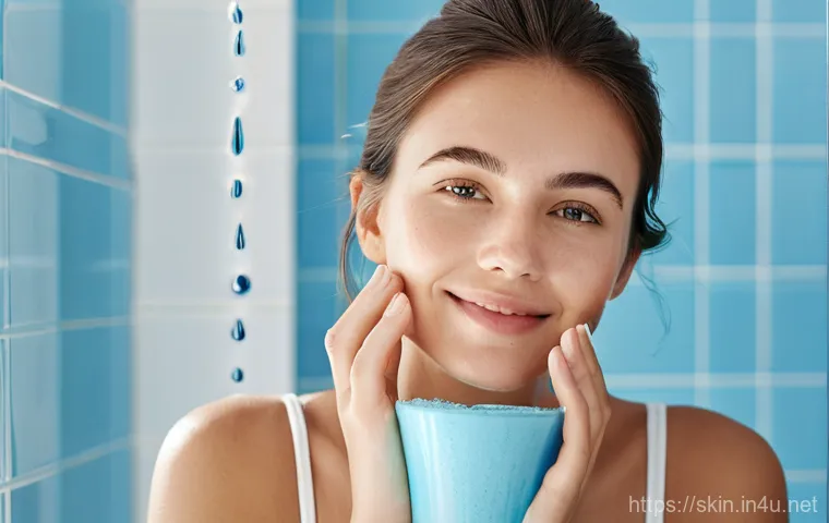 크림 타입과 젤 타입 클렌저 비교 - Cream Cleanser for Dry Skin:**
A close-up shot of a woman in her late 20s with a calm expression, ge... 크림 타입과 젤 타입 클렌저 비교 - Cream Cleanser for Dry Skin:**
A close-up shot of a woman in her late 20s with a calm expression, ge...