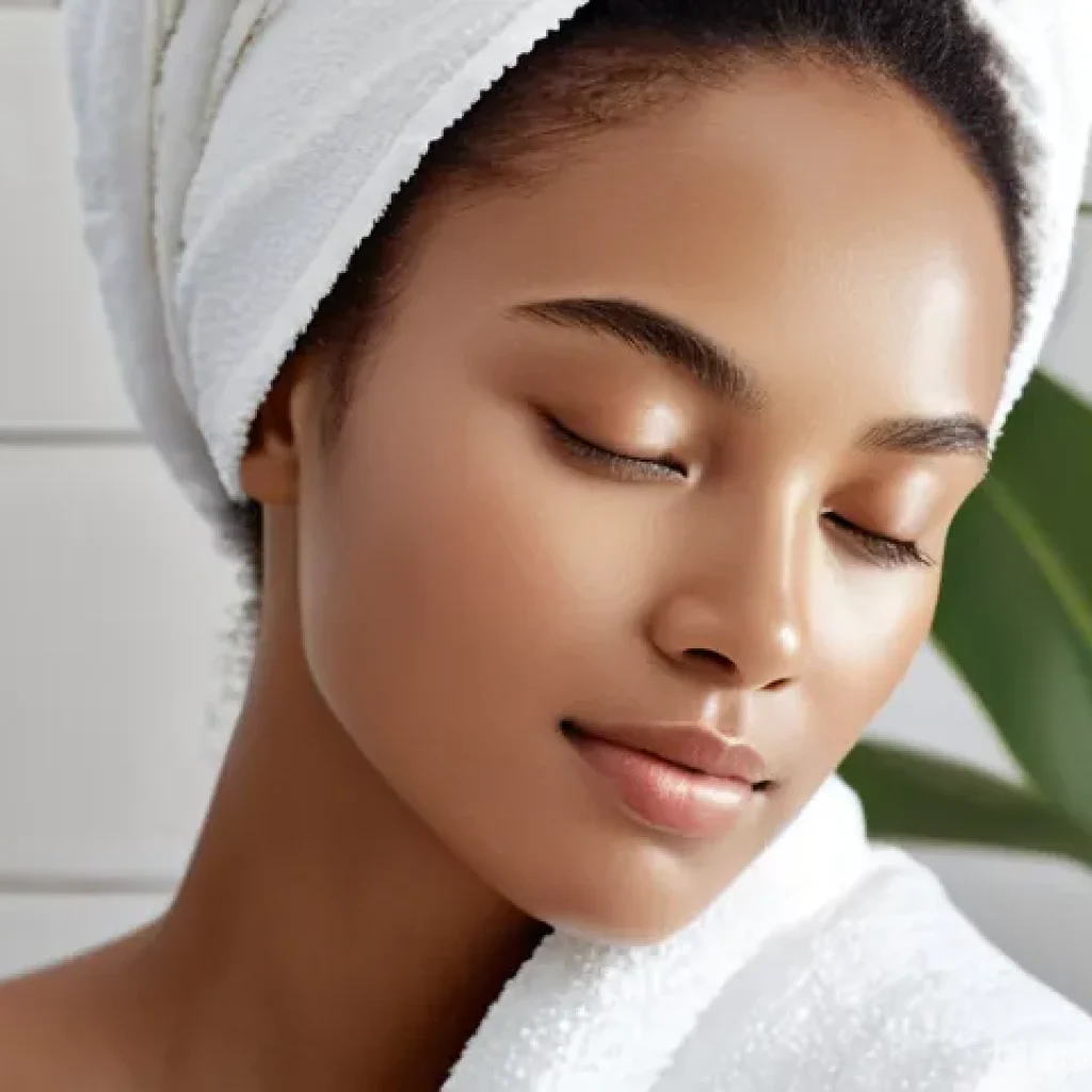 저자극 성분이 포함된 세안제 - **Image Prompt 1: Deep Hydration for Dry Skin Cleansing**
A serene young woman in her late 20s, ...