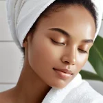 Home 9 저자극 성분이 포함된 세안제 - **Image Prompt 1: Deep Hydration for Dry Skin Cleansing**
A serene young woman in her late 20s, ...