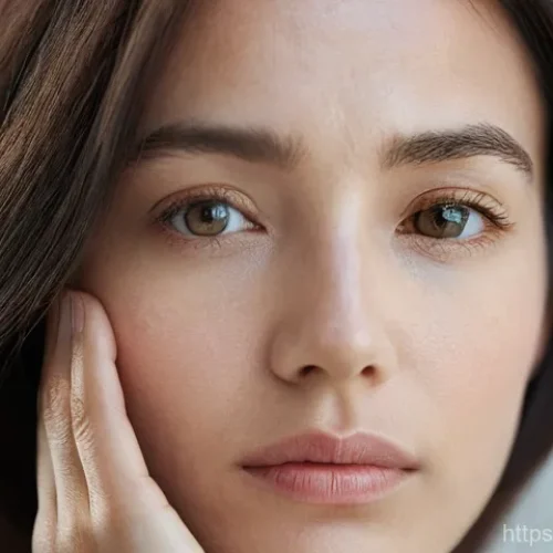 Home 20 피부 장벽 강화 앰플 추천 - **Image Prompt 1:** A close-up portrait of a woman (20s-30s) with a slightly concerned expression, g...